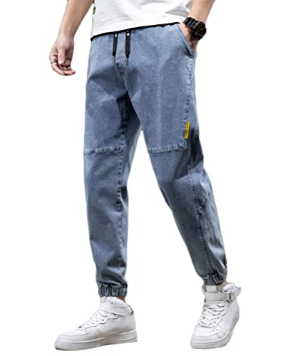 shownicer Männer Jogger Cargo Denim Hosen Baggy Harem Streetwear Männlichen Knöchel Lässige Hip Hop Jeans Hosen Männer E Blau L von shownicer