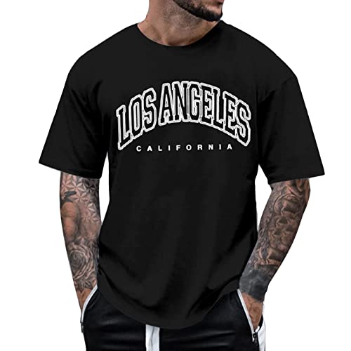 shownicer Oversized Tshirt Herren Lose Rundhals Kurzarm Sommer Oberteile T-Shirt Vintage Drucken Streetwear Sport Casual Lang Tops Teenager Tunika Tops A Schwarz XS von shownicer