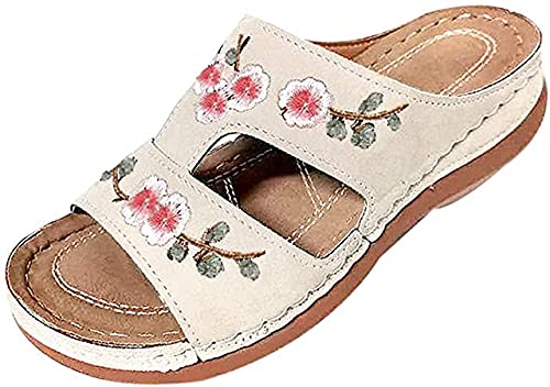 shownicer Pantoffeln Sandalen Casual Damen Sommer Wedge Peep Toe High Heel Plattform Pantoletten Anti-Rutsch-Sandalen Sommerschuhe B Weiß 39 EU von shownicer