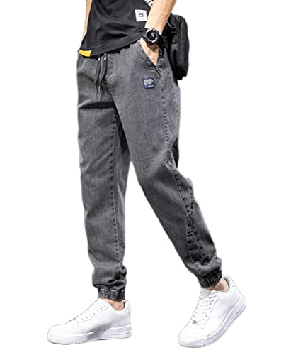 shownicer Plus Größe Jeans Männer Lose Jogger Street Harem Jeans Cargo Hosen Ankle-Länge Denim Hosen D Schwarz 3XL von shownicer
