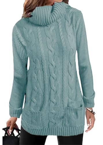 shownicer Pullover Damen Winterpullis Warm Rollkragenpullover Strickpullover Wrap Gestrickt Casual Langarmshirts Oberteile B Blau M von shownicer