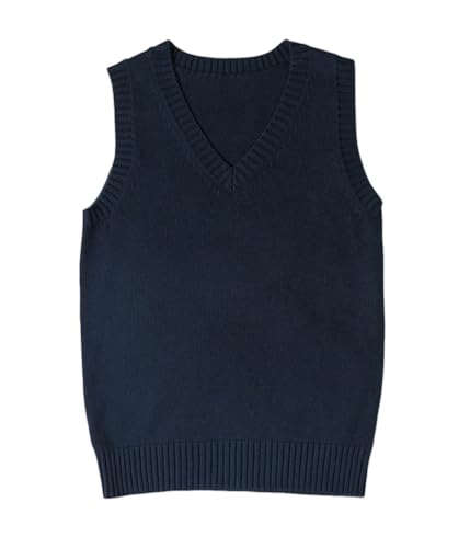 shownicer Pullunder Damen V-Ausschnitt Stricken Weste Einfarbig Ärmellos Strickpullover Casual Sweater Herbst Winter A Marine 3XL von shownicer