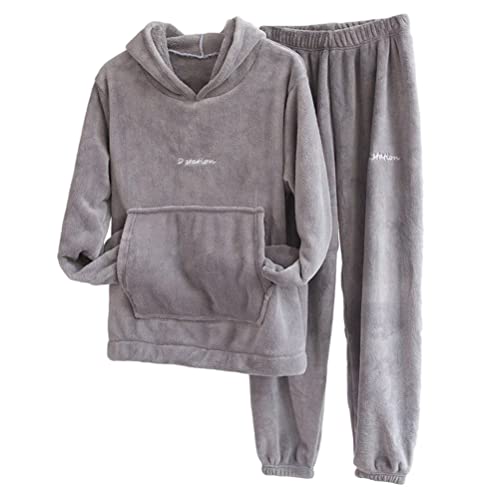 shownicer Pyjama Damen Lang Schlafanzug Langarm Oberteil Lang Hosenanzug Tie Dye Zweiteilige Nachtwäsche Loungewear mit Taschen A Grau XXL von shownicer