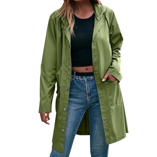 shownicer Regenjacke Damen Lang Wasserdicht Atmungsaktiv Regenmantel Leichte übergangsjacke Windbreaker Regenjacken mit Kapuze A Grün XXL shownicer Regenjacke Damen Lang Wasserdicht Atmungsaktiv Regenmantel Leichte übergangsjacke Windbreaker Regenjacken mit Kapuze A Grün XXL von shownicer