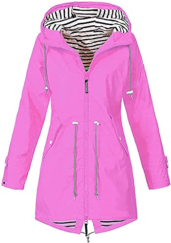 shownicer Regenjacke Damen Mit Kapuze Wasserdicht Regenparka Winddicht Wasserfest Regenmantel Jacke Softshelljacke ÜBergangsjacke Outdoor Winddichte Wasserabweisend Funktionsjacke B Rosa M von shownicer