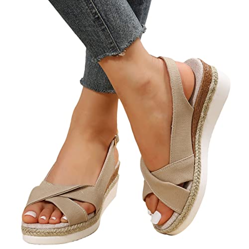 shownicer Sandalen Damen Komfortsandalen Tiefem Fischmund Verschleißfeste rutschfeste Strandreisesandalen mit Offenen Zehen C Schwarz 36 EU C Beige 39 EU von shownicer