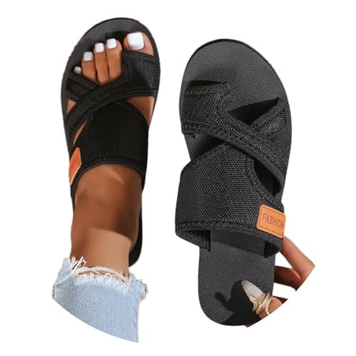 shownicer Sandalen Damen Sommer Bequem Sandalen Big Toe Hallux Valgus Schuhe Mesh Plattform Hausschuhe Orthopädische Pantoletten Sandaletten A Schwarz 39 von shownicer