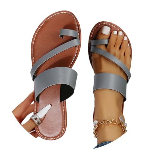 shownicer Sandalen Damen Sommer Hallux Valgus Big Toe Schuhe Bequeme Plattform Pantoletten Zehentrenner Lässige Open Toe Hausschuhe Strandsandalen A Grau 36 von shownicer