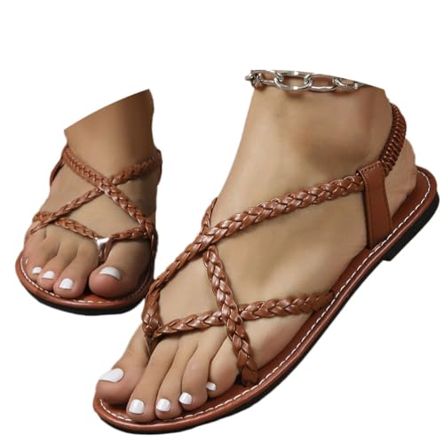 shownicer Sandalen Damen Sommer Schmetterling Strass Strandsandalen Freizeit Flip Flops Sandaletten Flach Zehentrenner Glitzer Strass Hausschuhe E Braun 43 von shownicer