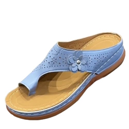 shownicer Sandalen Damen Sommer Zehentrenner Hausschuhe Bequeme Flip Flops Big Toe Hallux Valgus Orthopädische Sandalen Leichte Pantoletten Outdoorsandalen B Blau 39 von shownicer