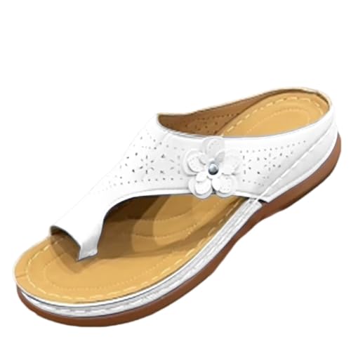 shownicer Sandalen Damen Sommer Zehentrenner Hausschuhe Bequeme Flip Flops Big Toe Hallux Valgus Orthopädische Sandalen Leichte Pantoletten Outdoorsandalen B Weiß 41 von shownicer