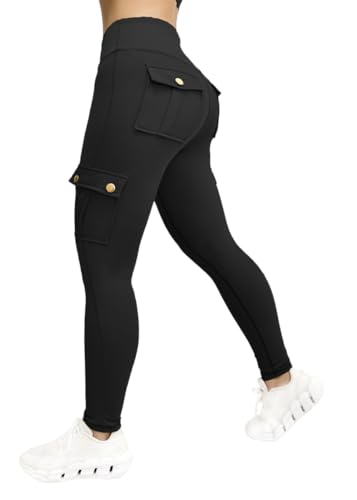 shownicer Slim Fit Hohe Taille Lange Geschnittene Für Yoga Jogginghose Hosentaschen Freizeithose Push Up Booty Leggings A Schwarz L von shownicer