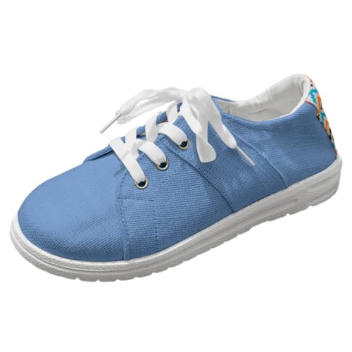 shownicer Sneaker Damen Sommer Schnürung Up Walkingschuhe Flache Sneaker Mode Turnschuhe Sportschuhe Freizeitschuhe C Blau 38 EU von shownicer