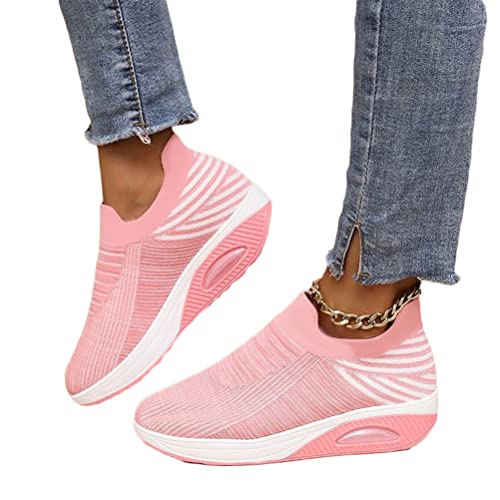 shownicer Sneaker Damen Weiche Plateau Freizeitschuhe Sommer Leichtgewichts Sportschuhe Walkingschuhe Outdoor Beiläufige Running Atmungsaktive Turnschuhe A Rosa 36 EU von shownicer