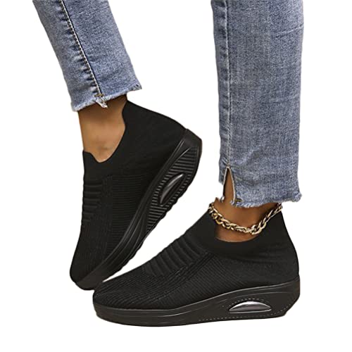shownicer Sneaker Damen Weiche Plateau Freizeitschuhe Sommer Leichtgewichts Sportschuhe Walkingschuhe Outdoor Beiläufige Running Atmungsaktive Turnschuhe A Schwarz 42 EU von shownicer