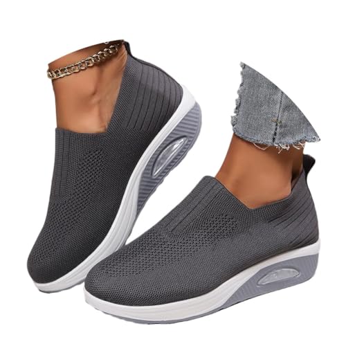 shownicer Sneaker Damen Weiche Plateau Freizeitschuhe Sommer Leichtgewichts Sportschuhe Walkingschuhe Outdoor Beiläufige Running Atmungsaktive Turnschuhe B Dunkelgrau 43 von shownicer