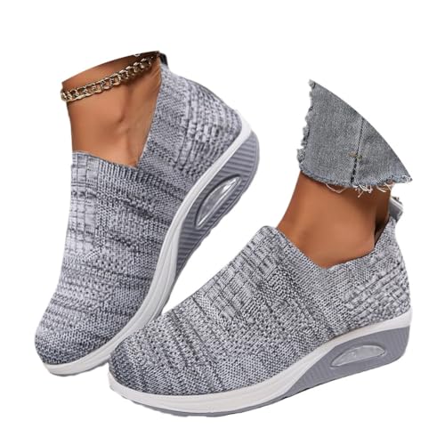 shownicer Sneaker Damen Weiche Plateau Freizeitschuhe Sommer Leichtgewichts Sportschuhe Walkingschuhe Outdoor Beiläufige Running Atmungsaktive Turnschuhe B Grau 35 von shownicer