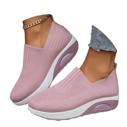 shownicer Sneaker Damen Weiche Plateau Freizeitschuhe Sommer Leichtgewichts Sportschuhe Walkingschuhe Outdoor Beiläufige Running Atmungsaktive Turnschuhe B Rosa 38 von shownicer