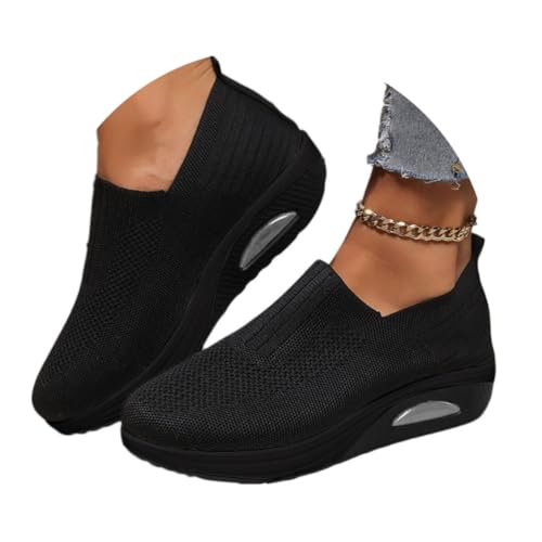shownicer Sneaker Damen Weiche Plateau Freizeitschuhe Sommer Leichtgewichts Sportschuhe Walkingschuhe Outdoor Beiläufige Running Atmungsaktive Turnschuhe B Schwarz 40 von shownicer