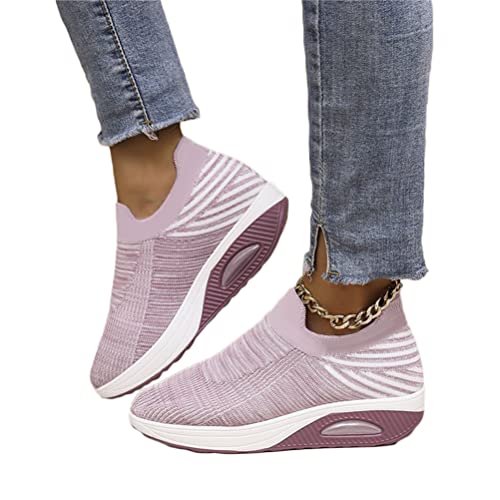 shownicer Sneaker Damen Weiche Plateau Freizeitschuhe Sommer Leichtgewichts Sportschuhe Walkingschuhe Outdoor Running Atmungsaktive Turnschuhe A Hellviolett 35 EU von shownicer