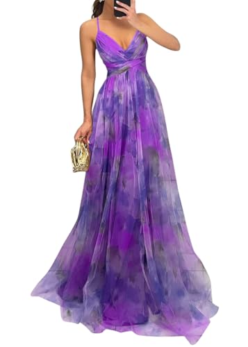 shownicer Sommerkleid Damen Elegant Abendkleid Lang Sommer Festliche Kleider Sexy Ballkleid Lang Prom Dress A Violett XL von shownicer