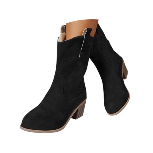 shownicer Stiefel Damen Herbst Winter Blockabsatz Kurzstiefel Winterstiefel Warm Casual Damenstiefel A Schwarz 41 von shownicer