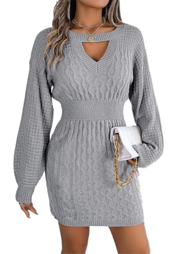 shownicer Strickkleider Damen Langarm Pulloverkleid Minikleid Frauen Elegant Winter Weich Warm Einfarbig Kleid Winterkleider B Grau M shownicer Strickkleider Damen Langarm Pulloverkleid Minikleid Frauen Elegant Winter Weich Warm Einfarbig Kleid Winterkleider B Grau M von shownicer