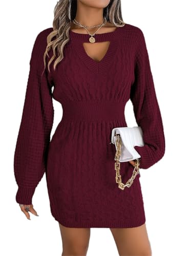 shownicer Strickkleider Damen Langarm Pulloverkleid Minikleid Frauen Elegant Winter Weich Warm Einfarbig Kleid Winterkleider B Rot M shownicer Strickkleider Damen Langarm Pulloverkleid Minikleid Frauen Elegant Winter Weich Warm Einfarbig Kleid Winterkleider B Rot M von shownicer