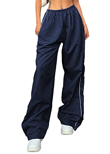 shownicer Track Pants Damen Teenager Baggy Cargohose Y2K Weites Bein Jogginghose Vintage Baggy Hosen für Frauen Elastische Taille Oversize Lose 90er E-Girl Streetwear Trackpants A Marina M von shownicer