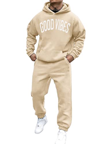 shownicer Trainingsanzug Herren Sportbekleidung Los Angeles Druck Hoodie Mit Kapuze Langarm Mit Taschen Hausanzug 2-Teilig Herbst Winter Kapuzenjacke Jogginghose Jogginganzug Set A Beige L von shownicer
