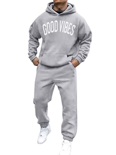 shownicer Trainingsanzug Herren Sportbekleidung Los Angeles Druck Hoodie Mit Kapuze Langarm Mit Taschen Hausanzug 2-Teilig Herbst Winter Kapuzenjacke Jogginghose Jogginganzug Set A Hellgrau S von shownicer