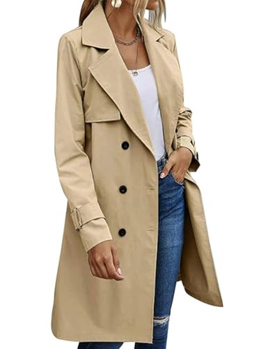 shownicer Trenchcoat Damen Zweireiher Übergangsmantel Einfarbig Revers Mantel Mit Gürtel Herbst Winter Wintermantel A Khaki M shownicer Trenchcoat Damen Zweireiher Übergangsmantel Einfarbig Revers Mantel Mit Gürtel Herbst Winter Wintermantel A Khaki M von shownicer