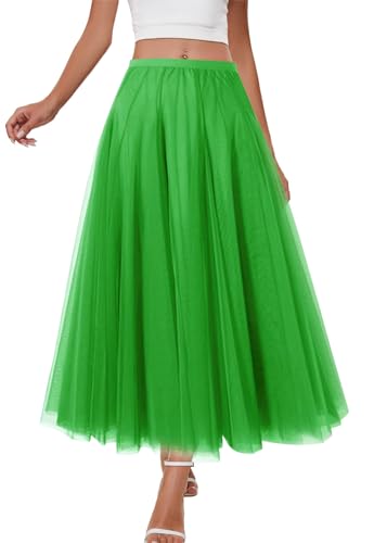shownicer Tüllrock Damen Lang Elegant Vintage Blume Elastisch Höhe Taille A Linie Swing Freizeit Midi Rock A Grün M shownicer Tüllrock Damen Lang Elegant Vintage Blume Elastisch Höhe Taille A Linie Swing Freizeit Midi Rock A Grün M von shownicer