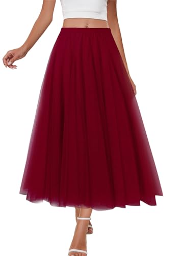 shownicer Tüllrock Damen Midi Überlagerter Elastischer Hoch Taillierter A Linien Tutu Rock Mesh Chiffon Faltenrock Freizeitrock A Weinrot 3XL shownicer Tüllrock Damen Midi Überlagerter Elastischer Hoch Taillierter A Linien Tutu Rock Mesh Chiffon Faltenrock Freizeitrock A Weinrot 3XL von shownicer