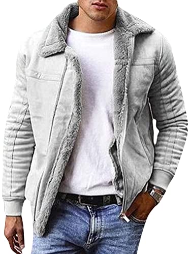 shownicer Übergangsjacke Herren Stehkragen Winter Jacke Parka Winterjacke Dicker Mantel Cargo Jacke Männer Blouson Windbreaker A Grau XXL von shownicer