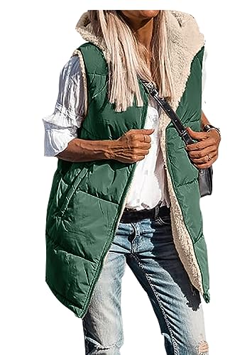 shownicer Weste Damen Lang Ärmellose Steppweste Daunenweste Kapuzenweste Lange Winteroberbekleidung Reißverschluss Mantel Outdoor Pufferweste Winter Leichte Winterweste D Grün M shownicer Weste Damen Lang Ärmellose Steppweste Daunenweste Kapuzenweste Lange Winteroberbekleidung Reißverschluss Mantel Outdoor Pufferweste Winter Leichte Winterweste D Grün M von shownicer