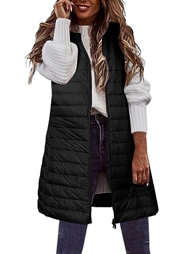 shownicer Weste Damen Lang Ärmellose Steppweste Daunenweste Kapuzenweste Lange Winteroberbekleidung Reißverschluss Mantel Outdoor Pufferweste Winter Leichte Winterweste F Schwarz XS shownicer Weste Damen Lang Ärmellose Steppweste Daunenweste Kapuzenweste Lange Winteroberbekleidung Reißverschluss Mantel Outdoor Pufferweste Winter Leichte Winterweste F Schwarz XS von shownicer