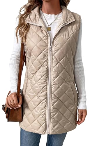 shownicer Weste Damen Lang Steppweste Winter Übergangsweste Winterjacke Winterweste Warm Casual A Aprikose XL shownicer Weste Damen Lang Steppweste Winter Übergangsweste Winterjacke Winterweste Warm Casual A Aprikose XL von shownicer