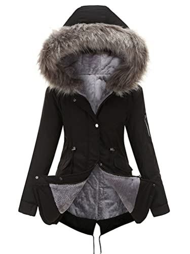 shownicer Winterjacke Damen Dicke Warme Winddichte Parka Jacke mit Kapuze Freizeit Mittellanger Baumwolljacke Mantel mit Tasche A Schwarz S shownicer Winterjacke Damen Dicke Warme Winddichte Parka Jacke mit Kapuze Freizeit Mittellanger Baumwolljacke Mantel mit Tasche A Schwarz S von shownicer