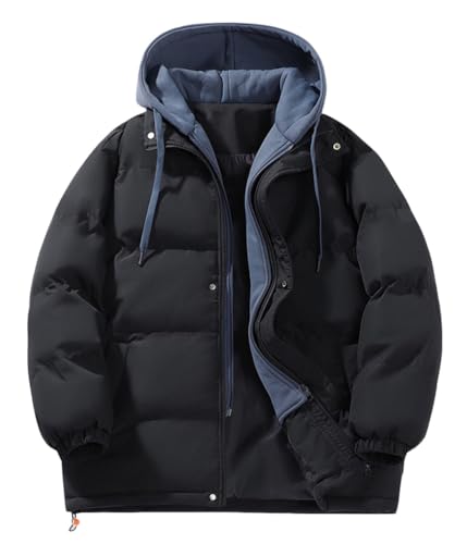 shownicer Winterjacke Herren Leichte Daunenjacke Steppjacke mit Kapuze Casual Puffer Jacket Basic Warm Jacke Übergangsjacke Herbst Winter Jacke Winter Kleidung B Schwarz XXL von shownicer