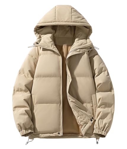 shownicer Winterjacke Herren Steppjacke mit Kapuze Leichte Daunenjacke Übergangsjacke Herbst Winter Jacke Casual Puffer Jacket Basic Warm Jacke A Beige XL von shownicer