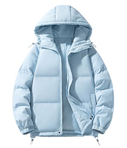 shownicer Winterjacke Herren Steppjacke mit Kapuze Leichte Daunenjacke Übergangsjacke Herbst Winter Jacke Casual Puffer Jacket Basic Warm Jacke A Blau L von shownicer