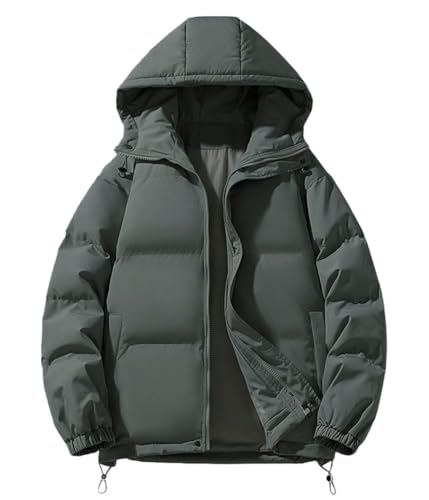 shownicer Winterjacke Herren Steppjacke mit Kapuze Leichte Daunenjacke Übergangsjacke Herbst Winter Jacke Casual Puffer Jacket Basic Warm Jacke A Grau S von shownicer