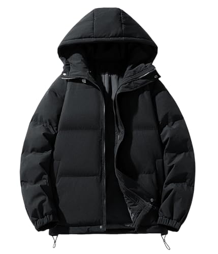 shownicer Winterjacke Herren Steppjacke mit Kapuze Leichte Daunenjacke Übergangsjacke Herbst Winter Jacke Casual Puffer Jacket Basic Warm Jacke A Schwarz XL von shownicer