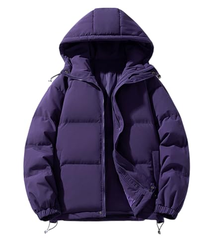 shownicer Winterjacke Herren Steppjacke mit Kapuze Leichte Daunenjacke Übergangsjacke Herbst Winter Jacke Casual Puffer Jacket Basic Warm Jacke A Violett XL von shownicer