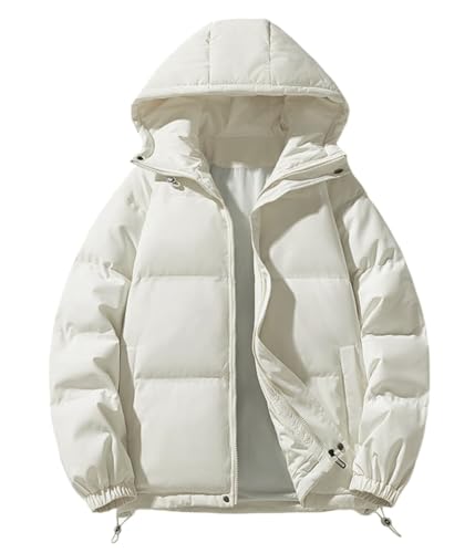 shownicer Winterjacke Herren Steppjacke mit Kapuze Leichte Daunenjacke Übergangsjacke Herbst Winter Jacke Casual Puffer Jacket Basic Warm Jacke A Weiß 3XL von shownicer