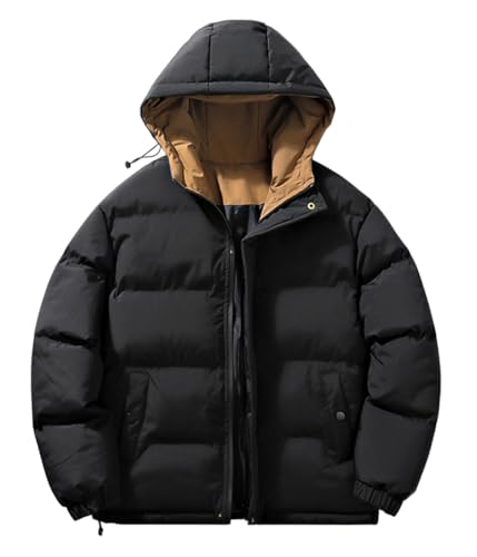 shownicer Winterjacke Herren Steppjacke mit Kapuze Leichte Daunenjacke Übergangsjacke Herbst Winter Jacke Casual Puffer Jacket Basic Warm Jacke B Schwarz M von shownicer