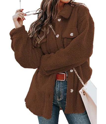 shownicer Winterjacken Damen Mantel Damen Trenchcoat Damen Lang Damenjacke Übergangsjacke Denim Jacket Wintermantel A Kaffee XL von shownicer