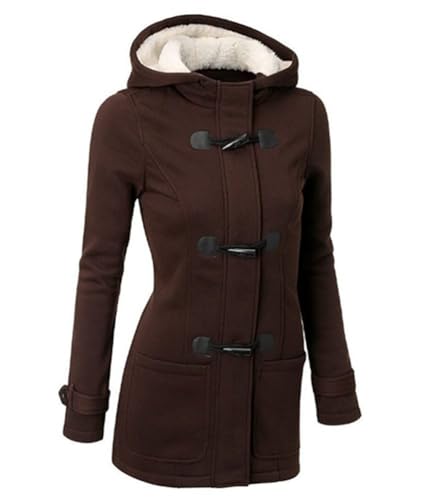shownicer Wintermantel Damen Winter Parka Jacke Warm Gefüttert Winterparka mit Kapuze Dicke Winterjacke Lang Mantel Coat Outdoorjacke mit Taschen Große Größen B Braun M von shownicer