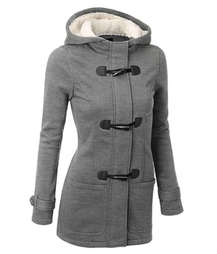 shownicer Wintermantel Damen Winter Parka Jacke Warm Gefüttert Winterparka mit Kapuze Dicke Winterjacke Lang Mantel Coat Outdoorjacke mit Taschen Große Größen B Hellgrau S von shownicer
